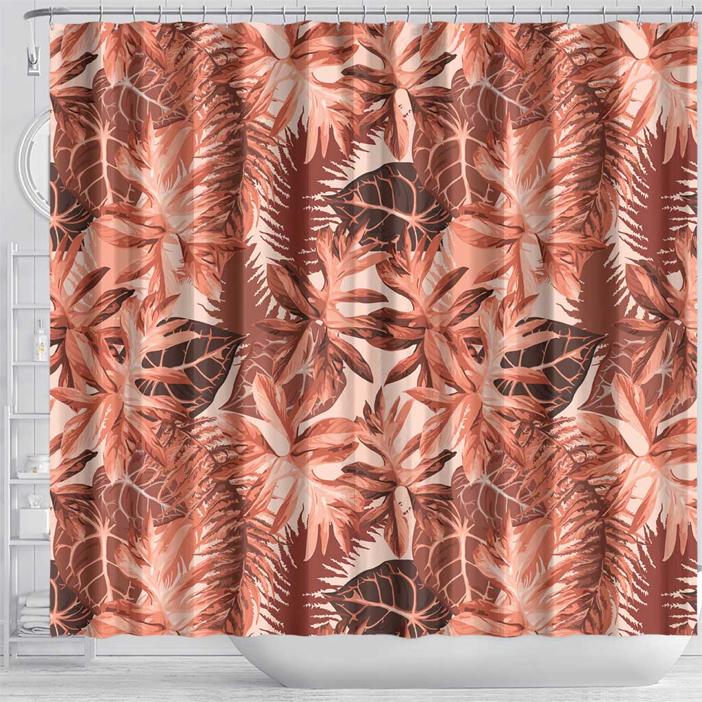 Hawaii Red Brown Tropical Leaves Shower Curtain LT01 - Polynesian Pride