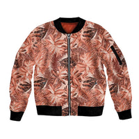 Hawaii Red Brown Tropical Leaves Sleeve Zip Bomber Jacket LT01 Unisex Brown - Polynesian Pride