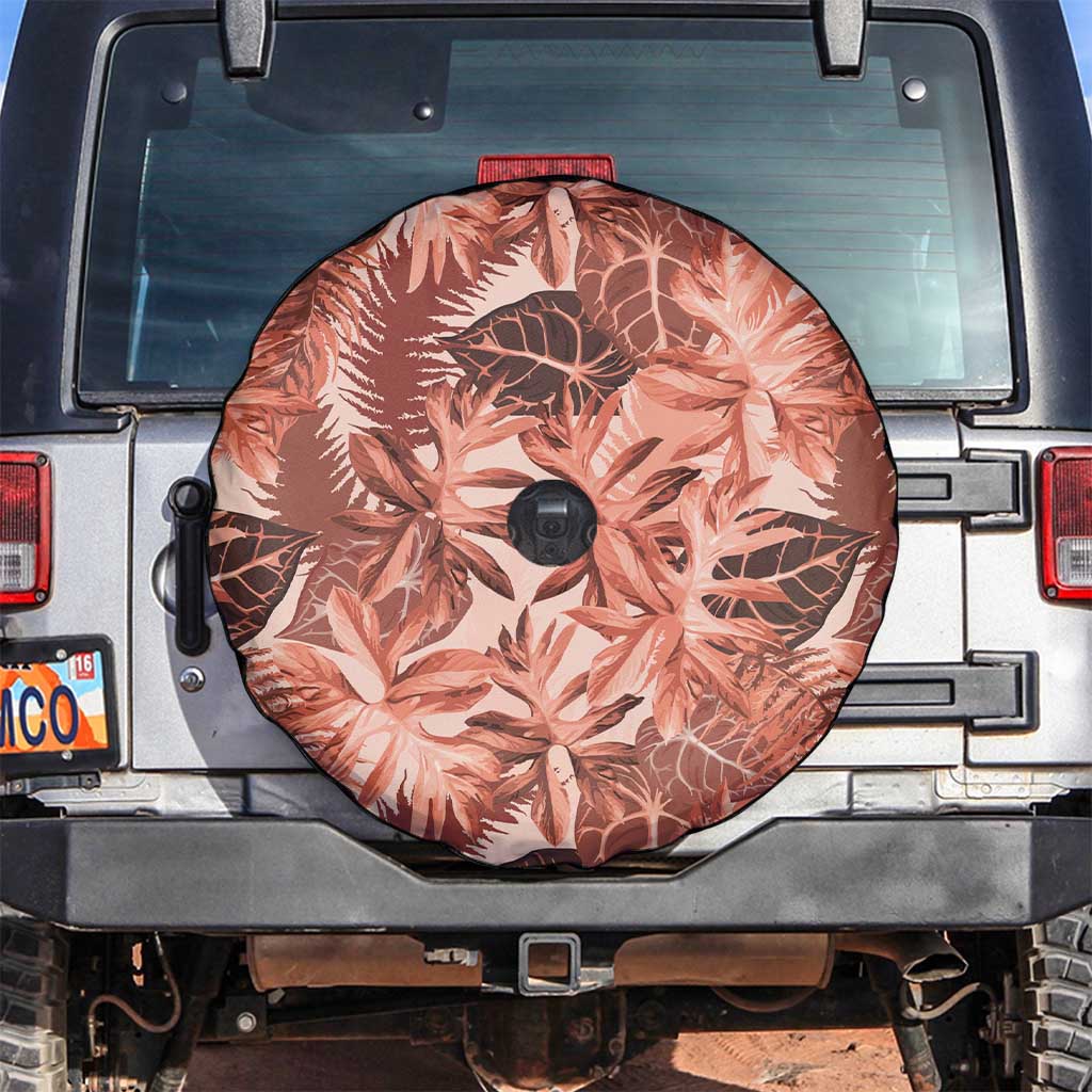 Hawaii Red Brown Tropical Leaves Spare Tire Cover LT01 Brown - Polynesian Pride