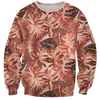 Hawaii Red Brown Tropical Leaves Sweatshirt LT01 Unisex Brown - Polynesian Pride