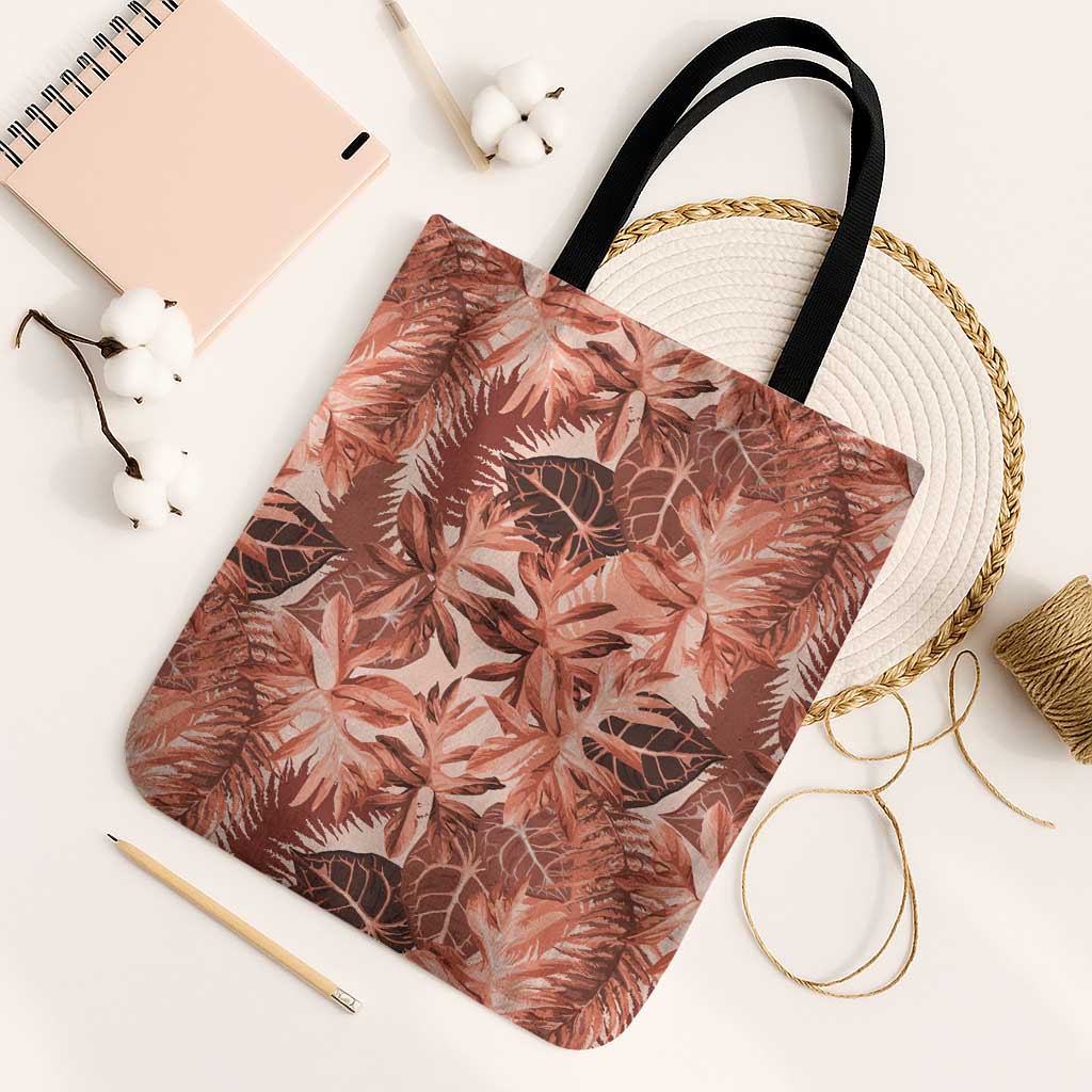 Hawaii Red Brown Tropical Leaves Tote Bag LT01 Black Strap One Size Brown - Polynesian Pride