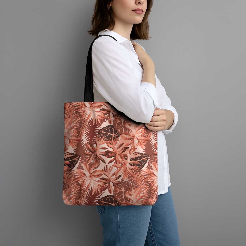 Hawaii Red Brown Tropical Leaves Tote Bag LT01 - Polynesian Pride