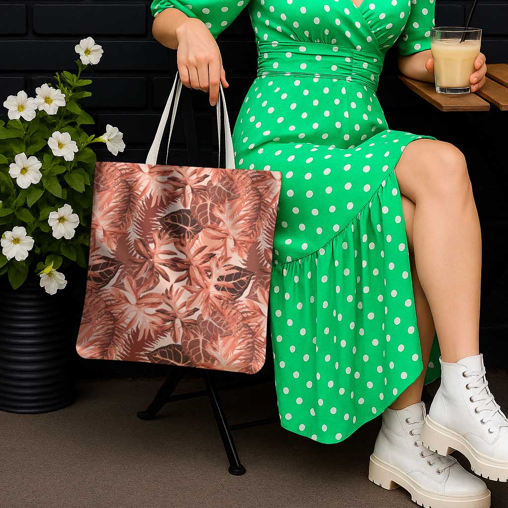 Hawaii Red Brown Tropical Leaves Tote Bag LT01 - Polynesian Pride
