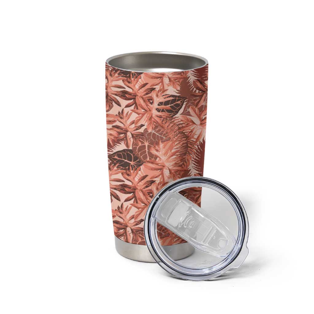 Hawaii Red Brown Tropical Leaves Tumbler Cup LT01 - Polynesian Pride