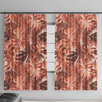 Hawaii Red Brown Tropical Leaves Window Curtain LT01 With Hooks Brown - Polynesian Pride