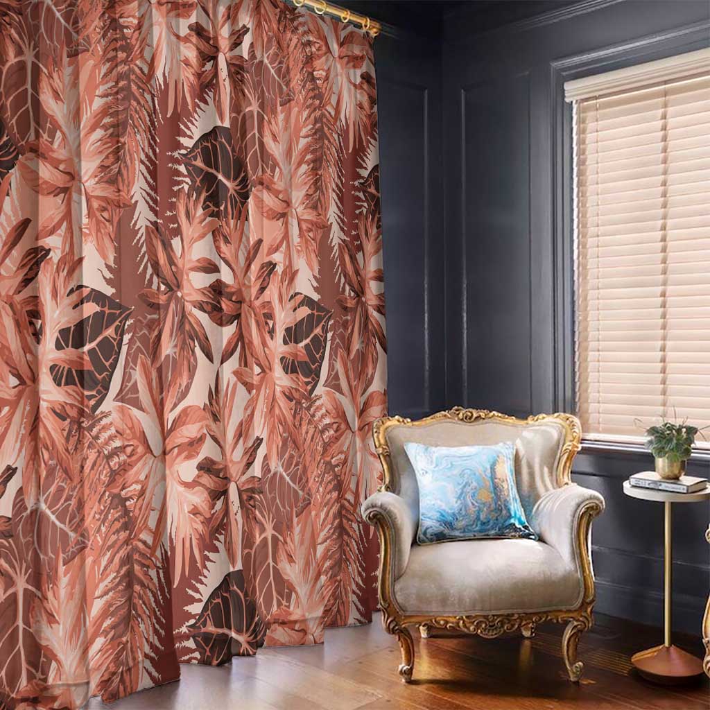 Hawaii Red Brown Tropical Leaves Window Curtain LT01 - Polynesian Pride