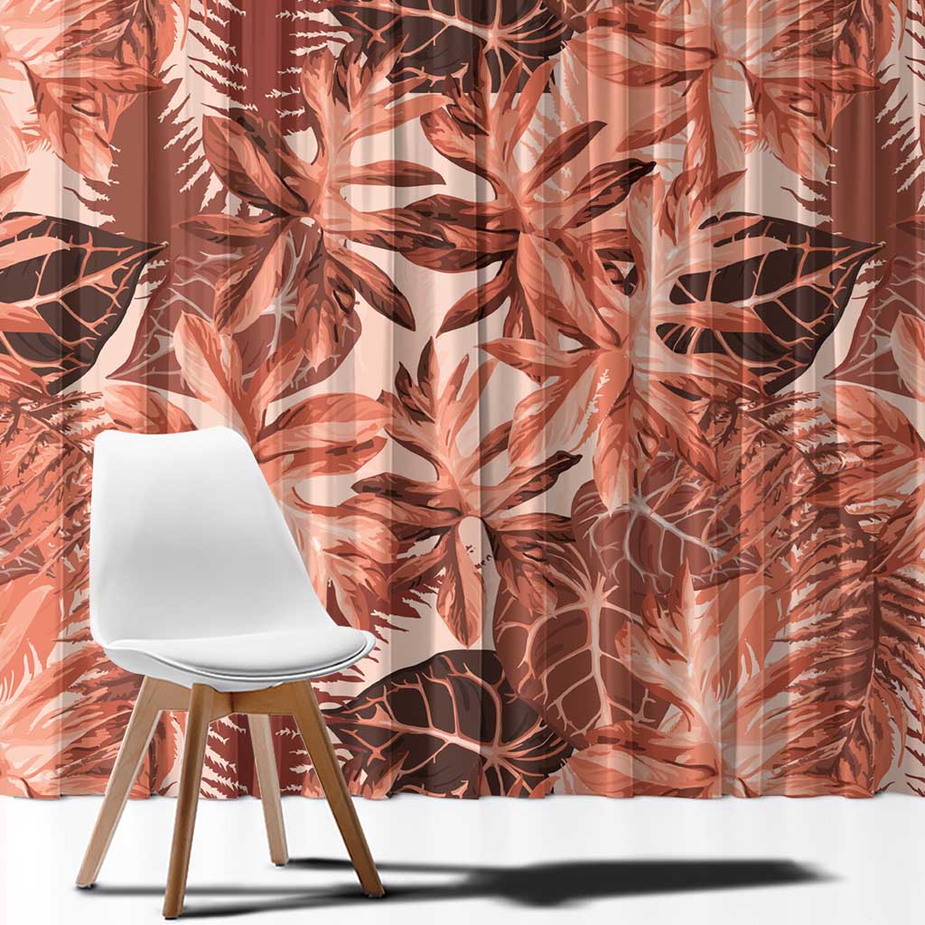 Hawaii Red Brown Tropical Leaves Window Curtain LT01 - Polynesian Pride