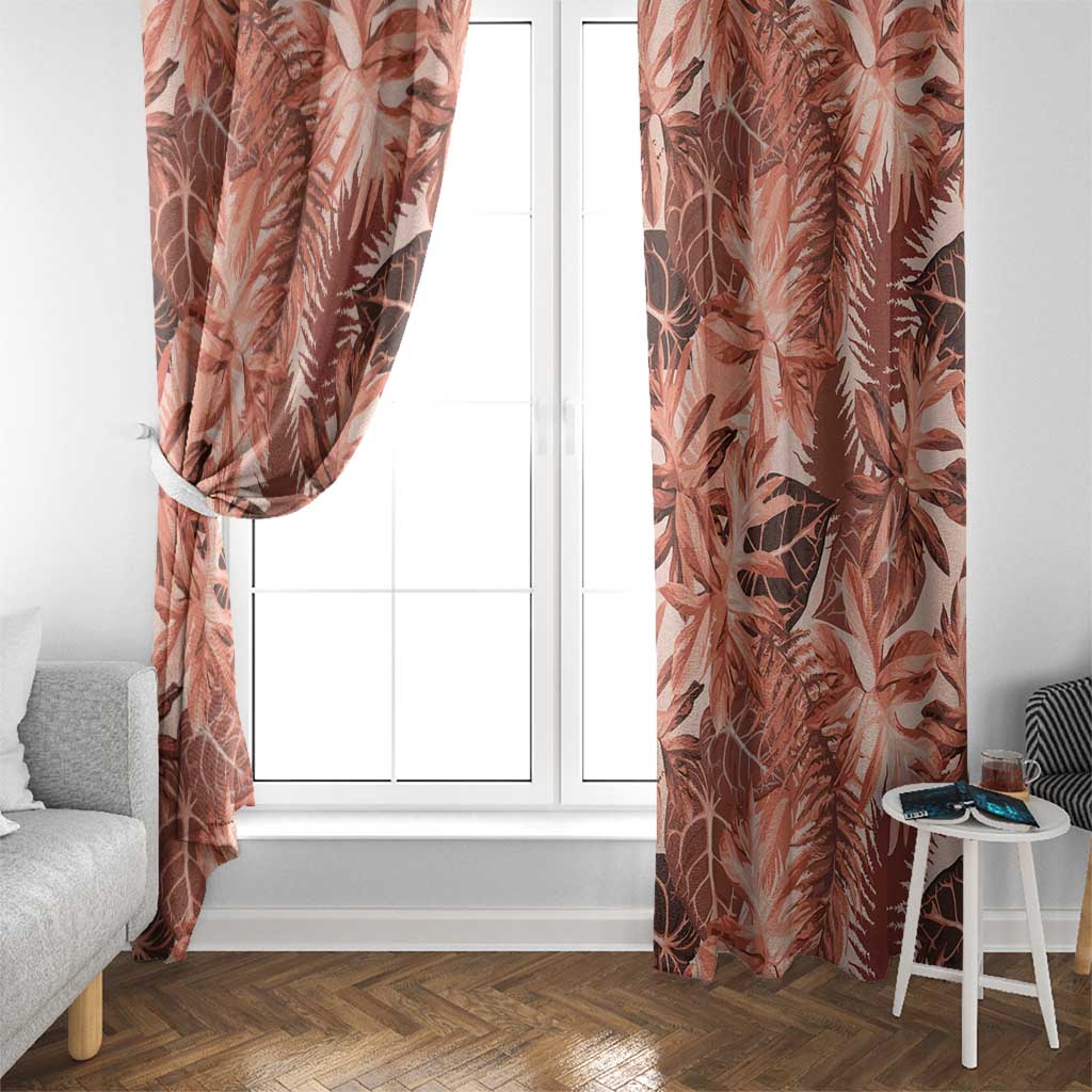 Hawaii Red Brown Tropical Leaves Window Curtain LT01 - Polynesian Pride