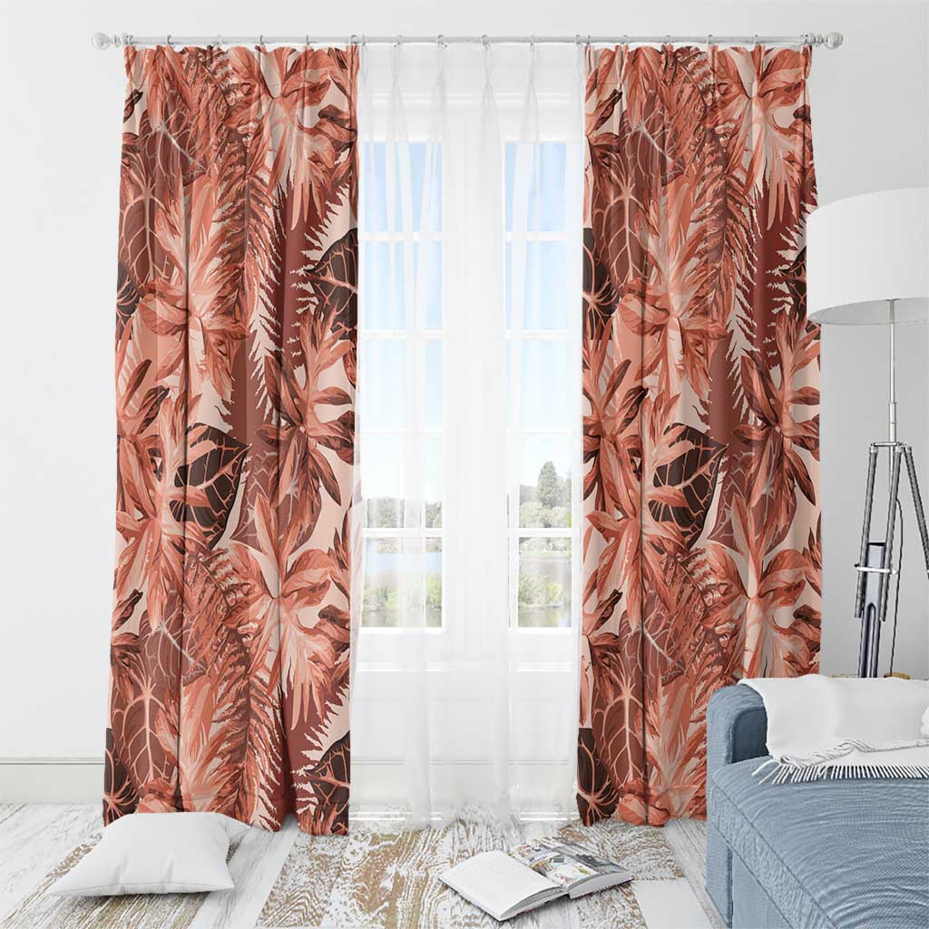 Hawaii Red Brown Tropical Leaves Window Curtain LT01 - Polynesian Pride