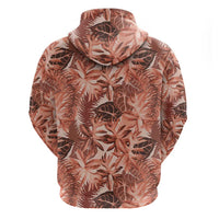 Hawaii Red Brown Tropical Leaves Zip Hoodie LT01 - Polynesian Pride