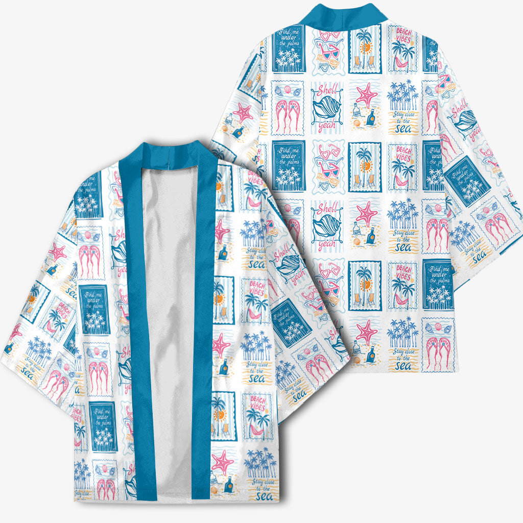 Hawaii Coastal Summer Postcard Kimono LT01 - Polynesian Pride