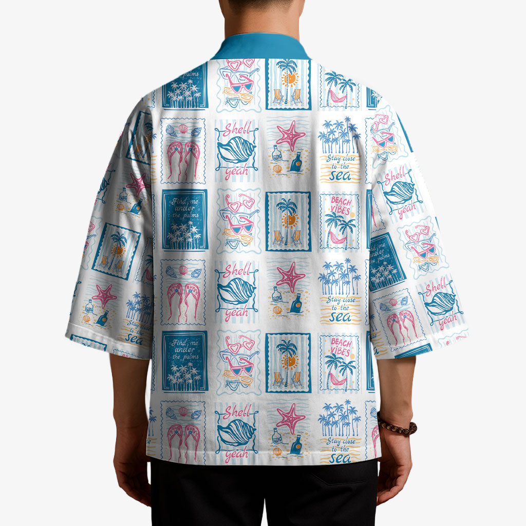 Hawaii Coastal Summer Postcard Kimono LT01 - Polynesian Pride
