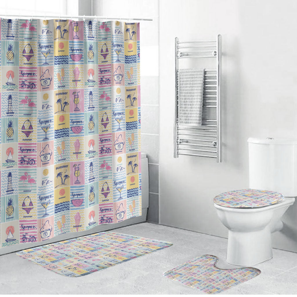 Aloha Summer Posters Grunge Textures Bathroom Set LT01 Bathroom Set (4 pcs) Multicolor - Polynesian Pride