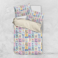 Aloha Summer Posters Grunge Textures Bedding Set LT01 US Twin 172cm x 218cm Multicolor - Polynesian Pride