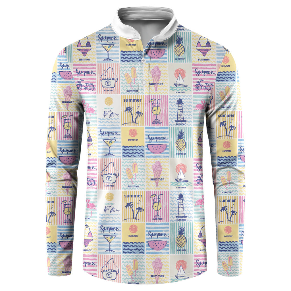 Aloha Summer Posters Grunge Textures Button Sweatshirt LT01 Multicolor - Polynesian Pride