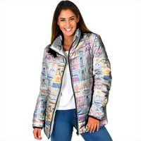 Aloha Summer Posters Grunge Textures Padded Jacket LT01 Women Multicolor - Polynesian Pride