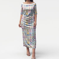 Aloha Summer Posters Grunge Textures Puletasi LT01 Long Dress Multicolor - Polynesian Pride