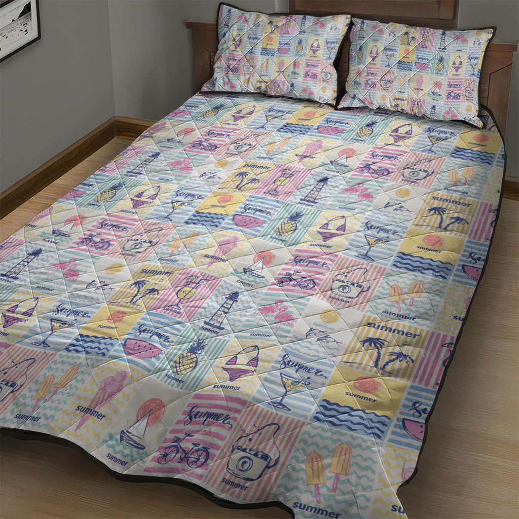 Aloha Summer Posters Grunge Textures Quilt Bed Set LT01 - Polynesian Pride