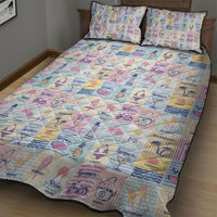 Aloha Summer Posters Grunge Textures Quilt Bed Set LT01 - Polynesian Pride