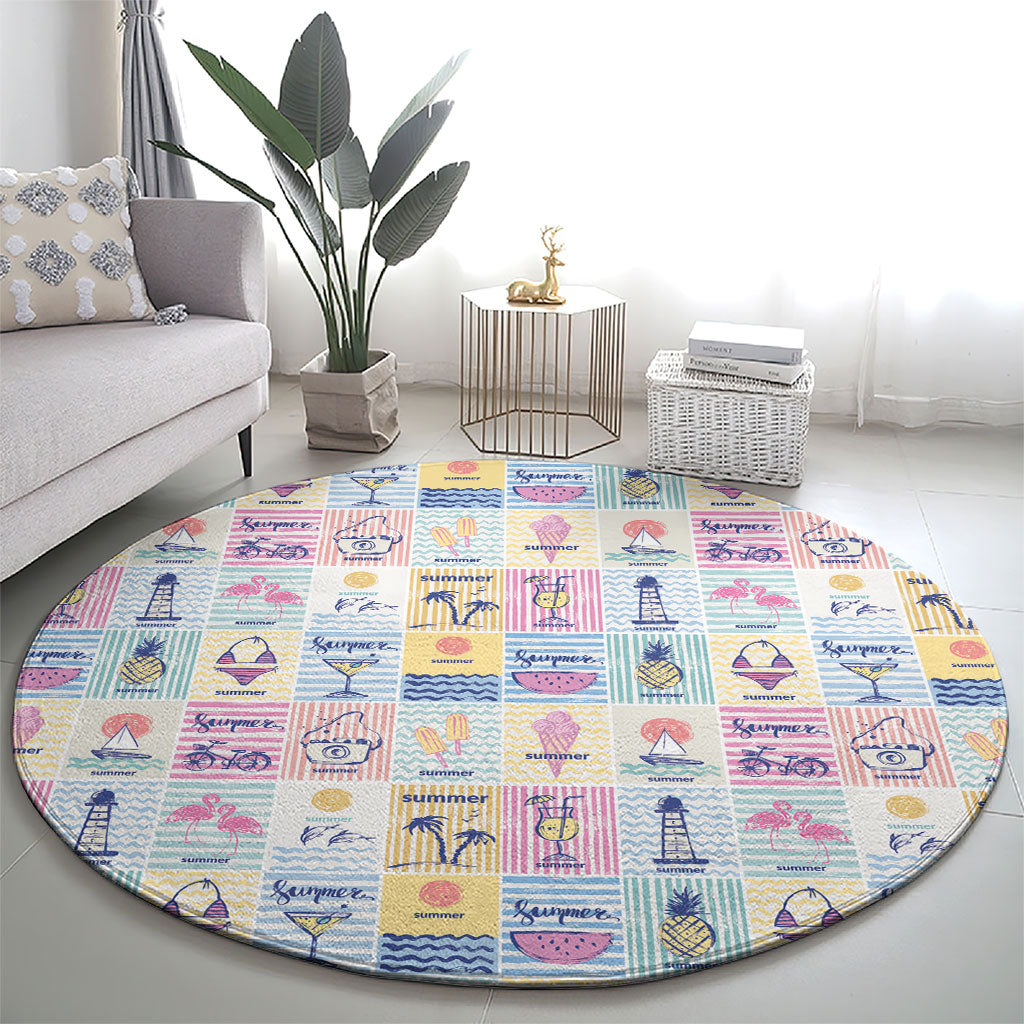 Aloha Summer Posters Grunge Textures Round Carpet LT01 - Polynesian Pride