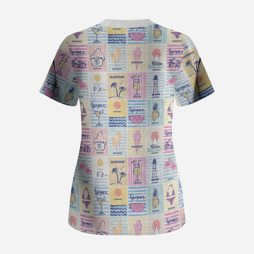 Aloha Summer Posters Grunge Textures Scrub Top LT01 - Polynesian Pride