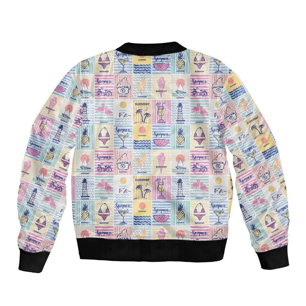 Aloha Summer Posters Grunge Textures Sleeve Zip Bomber Jacket LT01 - Polynesian Pride