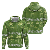 Olive Green Hawaii Palm Tree Hibiscus Zip Hoodie Fantasy Summer Vibe LT01 - Polynesian Pride