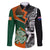 New Zealand and Ireland Rugby Family Matching Mermaid Dress and Hawaiian Shirt Silver Fern With Shamrock 2023 World Cup LT01 Dad's Shirt - Long Sleeve Art - Polynesian Pride