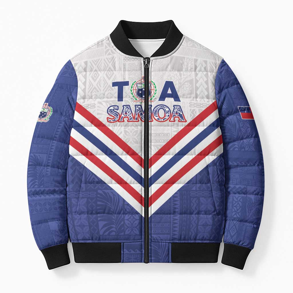 Custom Toa Samoa Rugby Bomber Puffer Jacket 1992-1993 Special Edition LT01 Unisex Blue - Polynesian Pride
