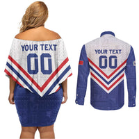 Custom Toa Samoa Rugby Couples Matching Off Shoulder Short Dress and Long Sleeve Button Shirt 1992-1993 Special Edition LT01 - Polynesian Pride