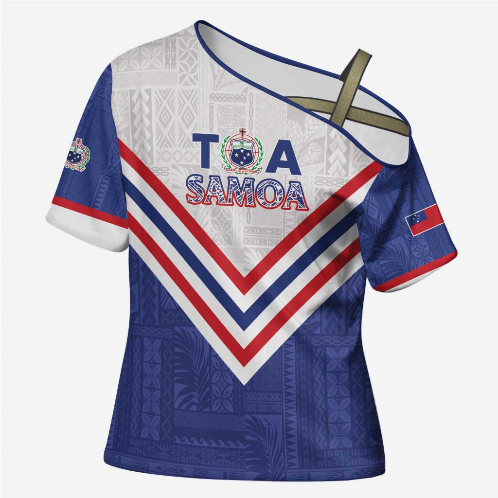 Custom Toa Samoa Rugby Cross Shoulder Shirt 1992-1993 Special Edition LT01 Female Blue - Polynesian Pride