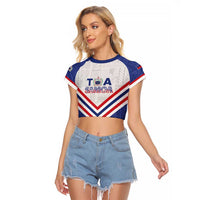 Custom Toa Samoa Rugby Raglan Cropped T Shirt 1992-1993 Special Edition LT01 Female Blue - Polynesian Pride