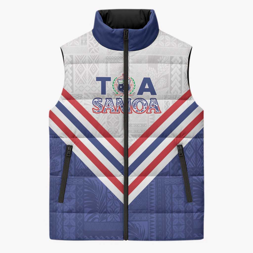 Custom Toa Samoa Rugby Sleeveless Puffer Jacket 1992-1993 Special Edition LT01 Unisex Blue - Polynesian Pride