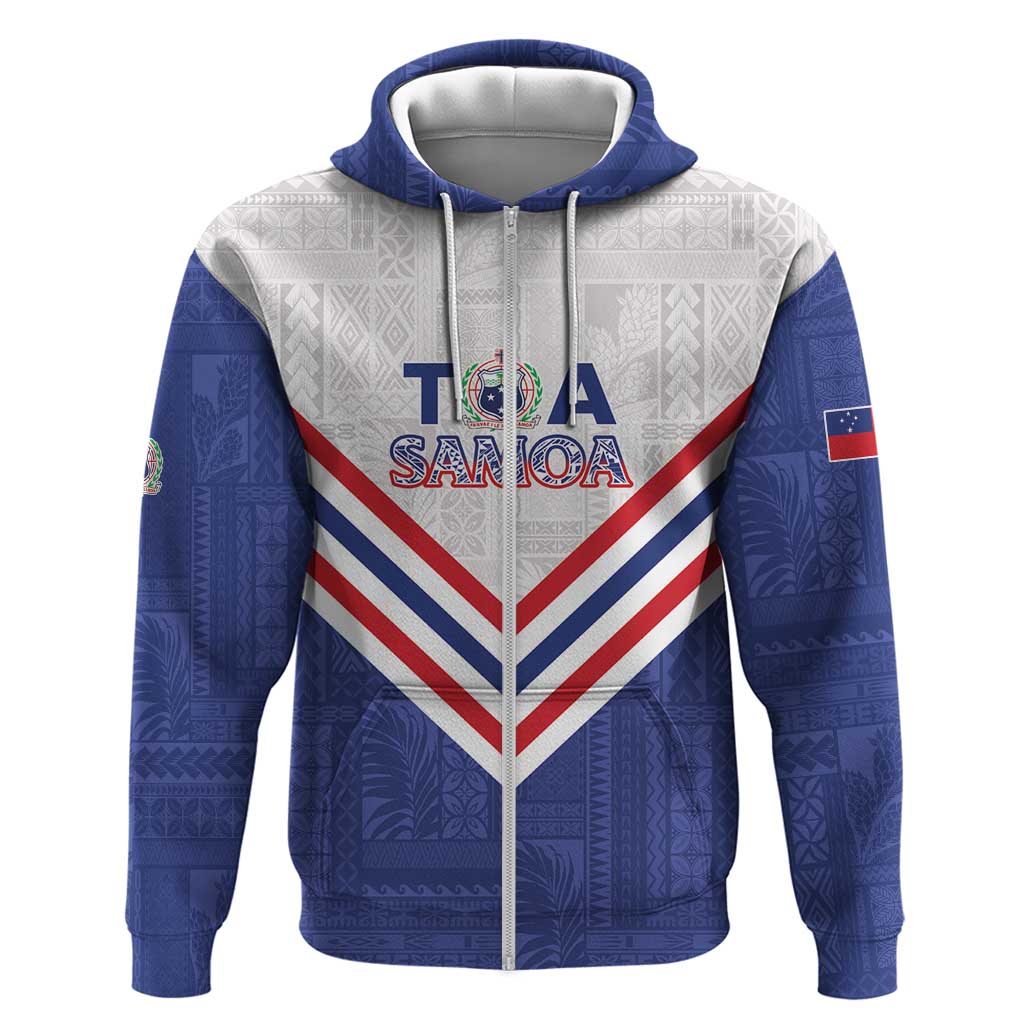 Custom Toa Samoa Rugby Zip Hoodie 1992-1993 Special Edition LT01 Zip Hoodie Blue - Polynesian Pride