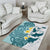 Maori Manta Ray Plumeria Teal Area Rug