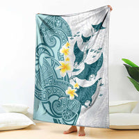 Maori Manta Ray Plumeria Teal Blanket LT01 - Polynesian Pride