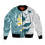 Maori Manta Ray Plumeria Teal Bomber Jacket