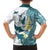 Maori Manta Ray Plumeria Teal Family Matching Long Sleeve Bodycon Dress and Hawaiian Shirt