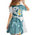 Maori Manta Ray Plumeria Teal Family Matching Long Sleeve Bodycon Dress and Hawaiian Shirt