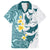 Maori Manta Ray Plumeria Teal Family Matching Long Sleeve Bodycon Dress and Hawaiian Shirt