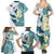 Maori Manta Ray Plumeria Teal Family Matching Summer Maxi Dress and Hawaiian Shirt