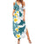 Maori Manta Ray Plumeria Teal Family Matching Summer Maxi Dress and Hawaiian Shirt