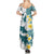 Maori Manta Ray Plumeria Teal Family Matching Summer Maxi Dress and Hawaiian Shirt