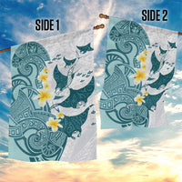 Maori Manta Ray Plumeria Teal Garden Flag LT01 - Polynesian Pride