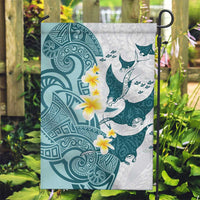 Maori Manta Ray Plumeria Teal Garden Flag LT01 Garden Flag Teal - Polynesian Pride