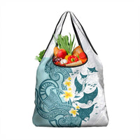 Maori Manta Ray Plumeria Teal Grocery Bag LT01 1-pack One Size Teal - Polynesian Pride