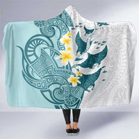 Maori Manta Ray Plumeria Teal Hooded Blanket LT01 One Size Teal - Polynesian Pride