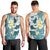 Maori Manta Ray Plumeria Teal Men Tank Top