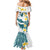 Maori Manta Ray Plumeria Teal Mermaid Dress