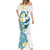 Maori Manta Ray Plumeria Teal Mermaid Dress